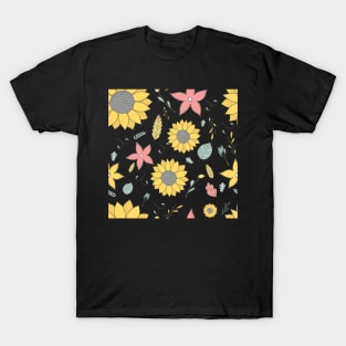 Cute flower floral pattern with sunflowers and other sweet florals T-Shirt